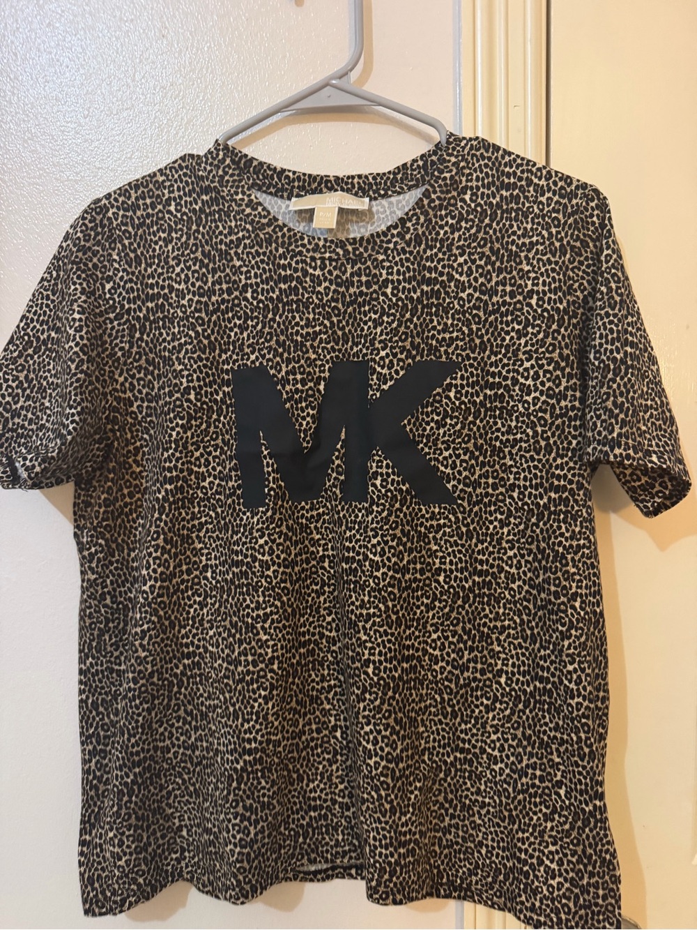 Michael Kors Black and Cream Leopard Print Top